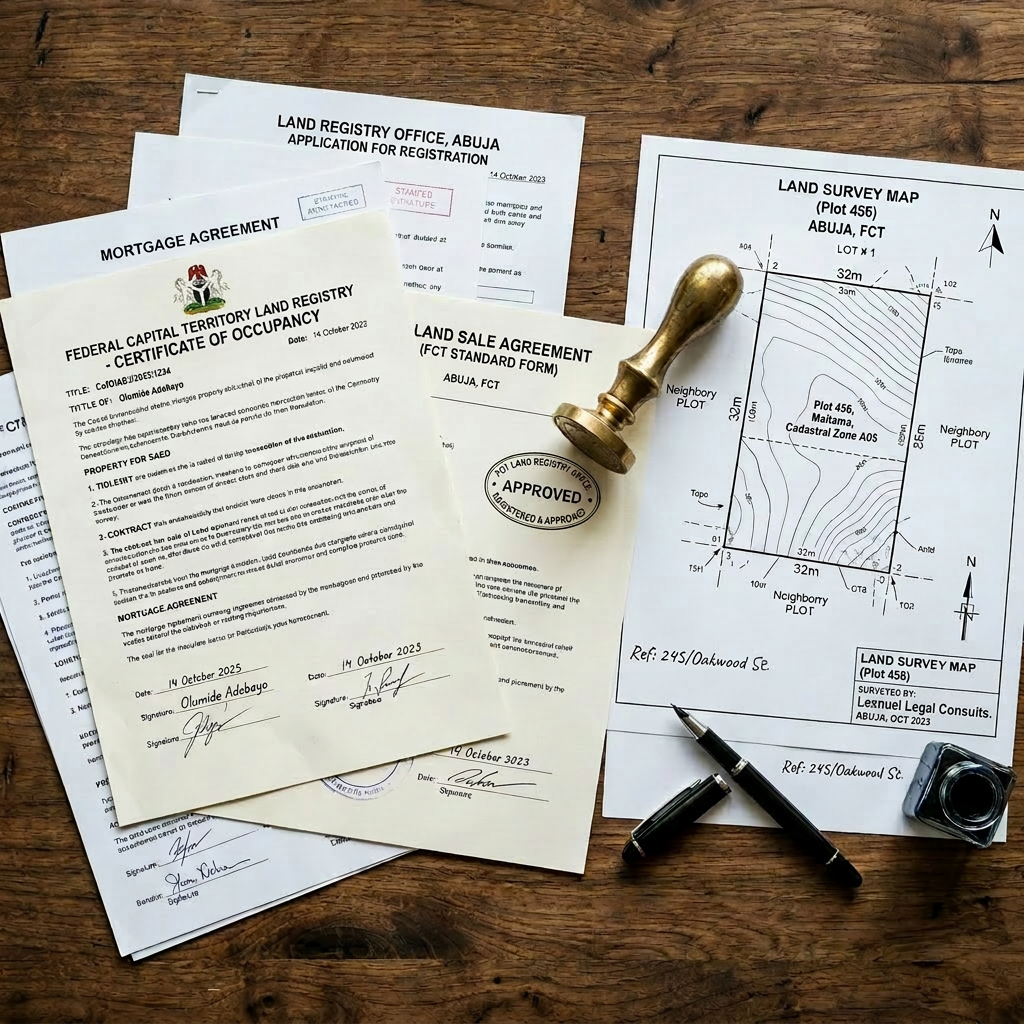 Real Estate Investment title deeds such as Property deed, mortgage agreement, contract for sale of land, land survey map