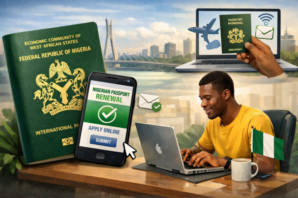 The image shows that you can renew your Nigerian passport online without using a run-man.